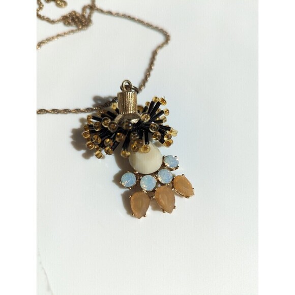 J Crew Vintage Beaded Flower Burst Gold Tone Necklace - Picture 3 of 6